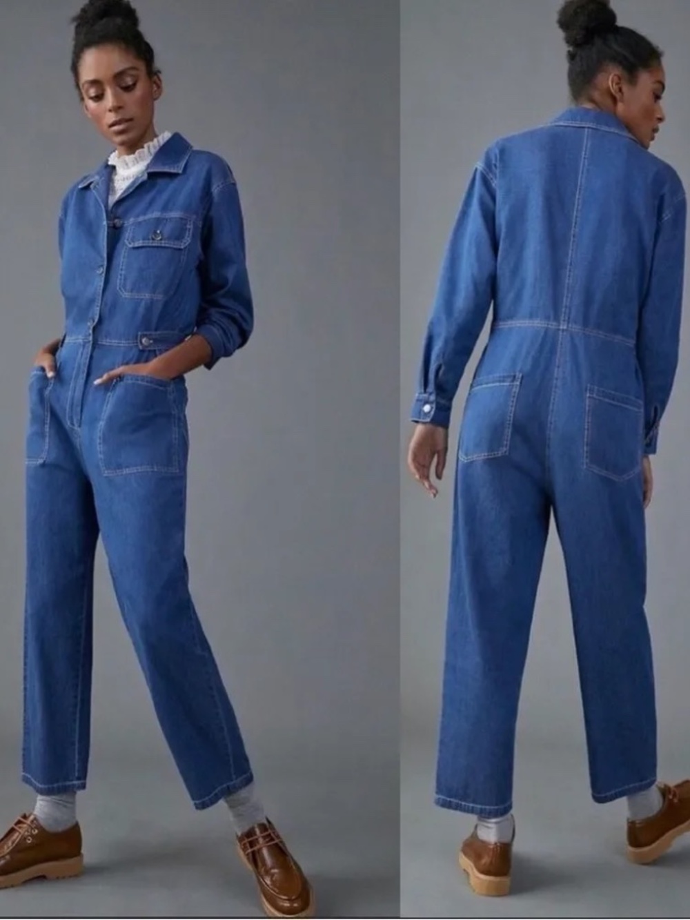 Anthropologie x Mare Mare Aya Denim Utility Jumpsuit Size S Chore Minimalist